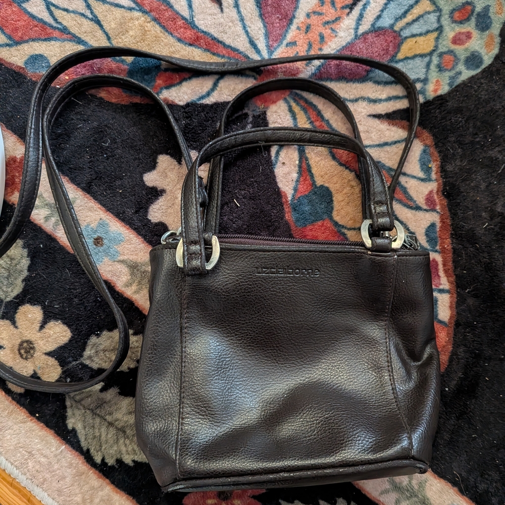 Liz Claiborne Dark Brown Faux Leather Crossbody Bag